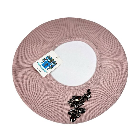 NWT Portolano Beret Hat & Long Gloves Set 2 PCs Blush Beaded Embellished OS - Picture 7 of 13